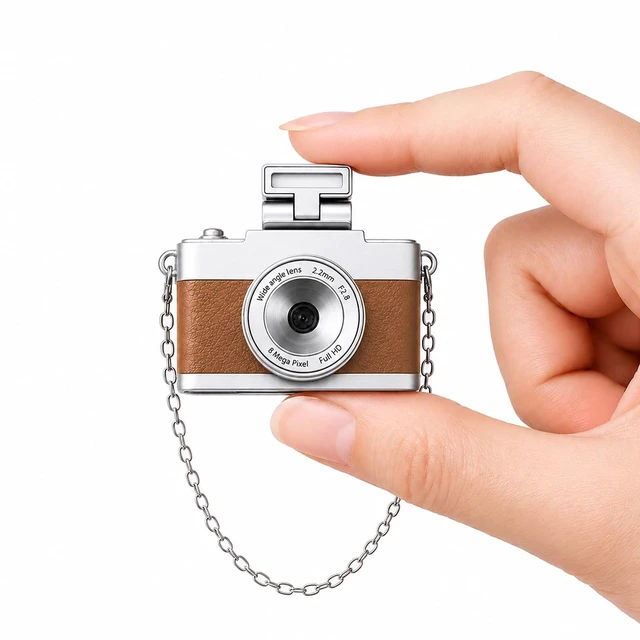 Main image of Mini Keychain Camera, 1080P Y2K Vintage Digital Camera for Kids & Tweens, Cute Tiny Pocket Video Recorder, 24 Filters, Birthday Gift for Girls & Boys, Brown, TF Card & Cable Not Included