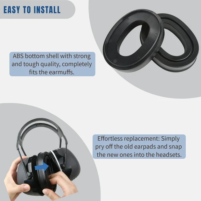 Alt view image 4 of 7 - Gel Ear Cushions Replacement Fit for 3M Peltor X1A-X5A Headsets-Black Also for PROHEAR 037/033, ZOHAN EM042/033, Peltor Tactical 100/300/500, Peltor 7004 Headphones, Snap in Type