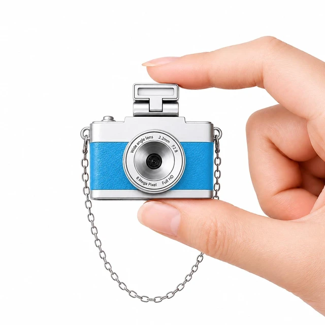 Main image of Mini Keychain Camera, 1080P Y2K Vintage Digital Camera for Kids & Tweens, Cute Tiny Pocket Video Recorder, 24 Filters, Birthday Gift for Girls & Boys, Blue, TF Card & Cable Not Included