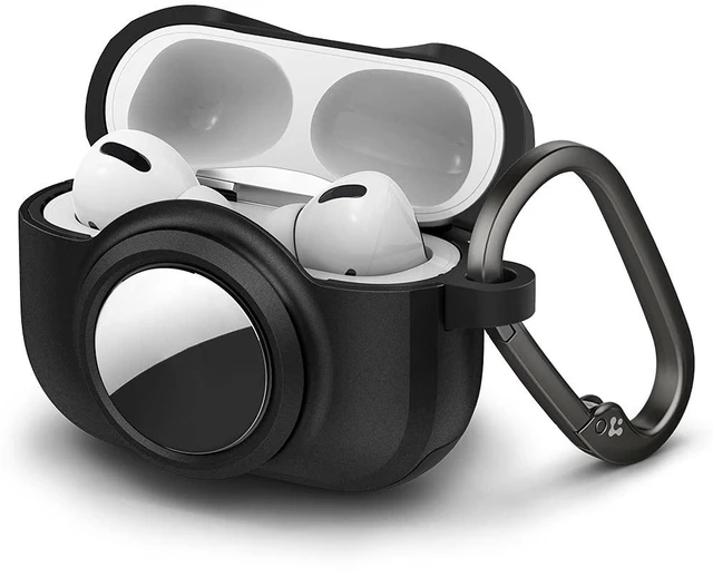 Main image of Tag Armor Duo Designed for AirPods Pro (2019) and for AirTag Cover Dual Layer Solid Protection, Storage for Air Tag Tracker with Carabiner Included - Black
