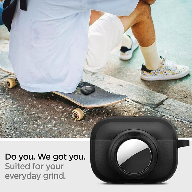 Alt view image 3 of 7 - Tag Armor Duo Designed for AirPods Pro (2019) and for AirTag Cover Dual Layer Solid Protection, Storage for Air Tag Tracker with Carabiner Included - Black