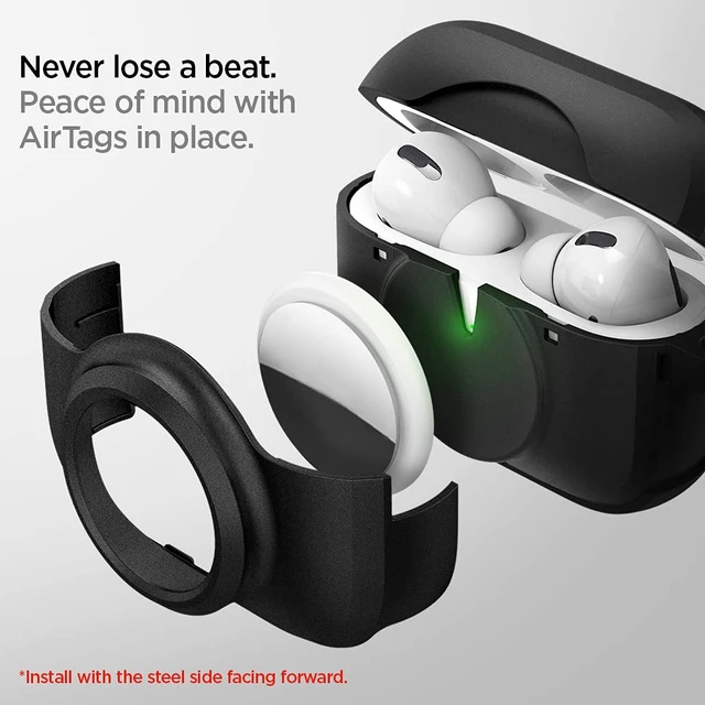 Alt view image 4 of 7 - Tag Armor Duo Designed for AirPods Pro (2019) and for AirTag Cover Dual Layer Solid Protection, Storage for Air Tag Tracker with Carabiner Included - Black