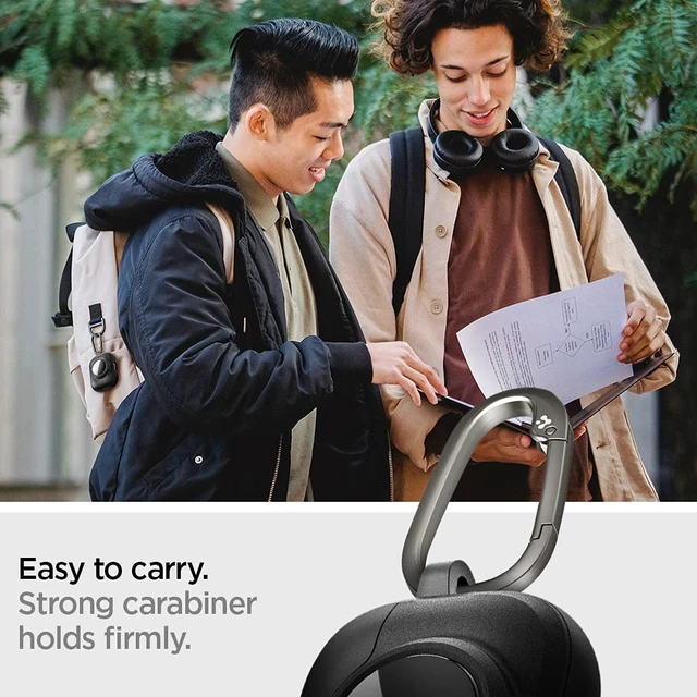 Alt view image 5 of 7 - Tag Armor Duo Designed for AirPods Pro (2019) and for AirTag Cover Dual Layer Solid Protection, Storage for Air Tag Tracker with Carabiner Included - Black