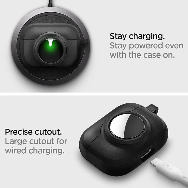 Alt view image 7 of 7 - Tag Armor Duo Designed for AirPods Pro (2019) and for AirTag Cover Dual Layer Solid Protection, Storage for Air Tag Tracker with Carabiner Included - Black
