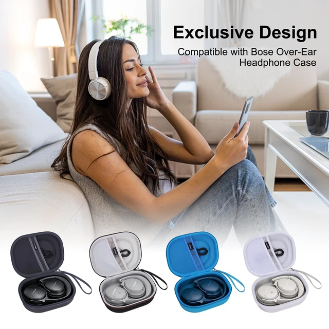 Alt view image 6 of 7 - Headphone Case Compatible with Bose QuietComfort, QC Ultra 2, White Fits Bose QC Ultra, QC 45, QC 35, QC25, QC45SE, QC SE Wireless Noise Cancelling Headphones, Travel Storage Bag