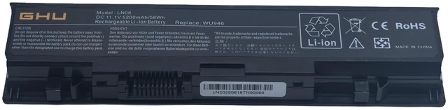 Alt view image 2 of 6 - WU946 Laptop Battery 58Wh Replacement for Dell Studio 1535 1536 1537 1555 1557 1558 PP33L PP39L, Compatible with WU965 WU960 KM958 312-0701