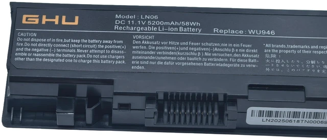 Alt view image 3 of 6 - WU946 Laptop Battery 58Wh Replacement for Dell Studio 1535 1536 1537 1555 1557 1558 PP33L PP39L, Compatible with WU965 WU960 KM958 312-0701