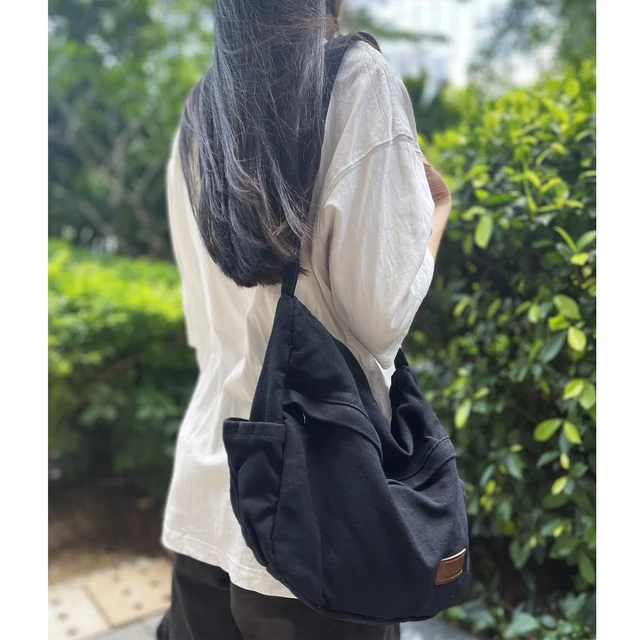 Alt view image 2 of 6 - Large Canvas Messenger Bag with Multiple Pockets for Men and Women, Crossbody Shoulder Tote Hobo Laptop Bag (521/Black)