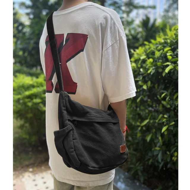 Alt view image 3 of 6 - Large Canvas Messenger Bag with Multiple Pockets for Men and Women, Crossbody Shoulder Tote Hobo Laptop Bag (521/Black)