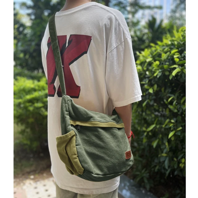 Alt view image 3 of 6 - Large Canvas Messenger Bag with Multiple Pockets for Men and Women, Crossbody Shoulder Tote Hobo Laptop Bag (521/Green)