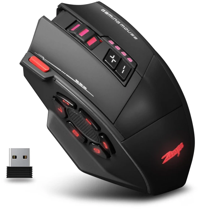 Main image of Wireless Gaming Mouse, RGB Dual Mode Bluetooth Mouse Up 24,000 DPI, 13 Macro Programmable Buttons, Optical Computer Mouse 50Hrs for PC Laptop MOBA FPS, PMW-3311, Comfort Grip (Black)