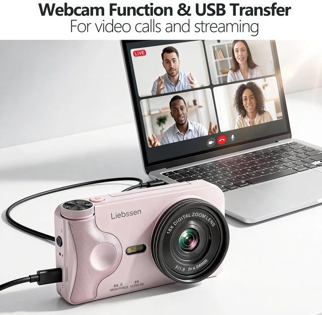 Alt view image 7 of 7 - 4K Digital Camera 64MP Autofocus 3.0'' 180° Flip Screen Portable for Photo & Vlog Featuring Time Lapse & Slow Motion&20 Filters 32GB 2000mAh for Social Media CreatorBeginner&Childen (Pink, Camera)