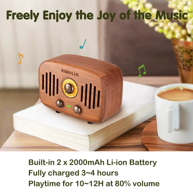 Alt view image 5 of 7 - Vintage Radio Retro Wooden Bluetooth Speakers, FM Radio & AUX in Loud and Powerful 2x8W Ultimate Stereo Sound, Nature Black Walnut Speaker, Bluetooth CSR Chip, HD Sound & Bass, Gift Ideas