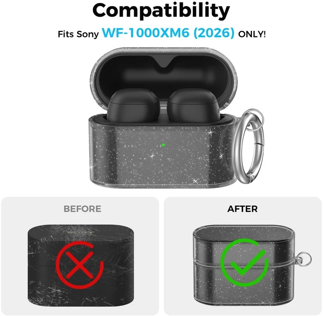 Alt view image 2 of 7 - Clear Case for Sony WF-1000XM6 (2026) Headphone Accessories Anti-Yellowing, Environmental-friendly TPU, Full Protection, Shockproof, Anti-Scratch, Supports Wireless Charging