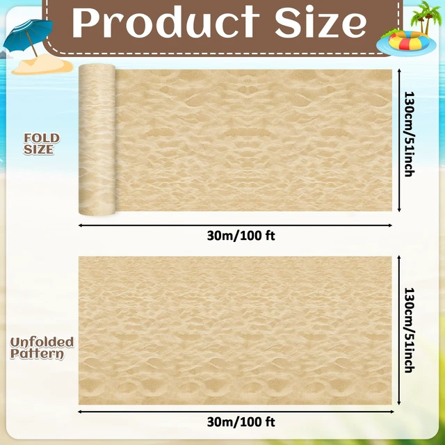 Alt view image 2 of 7 - Beach Sand Tablecloth Roll 100FT x 51 Inch Disposable Summer & Tropical-Themed Events Plastic Wall Backdrop for Travel, Photo Booth Props, Birthday Decor