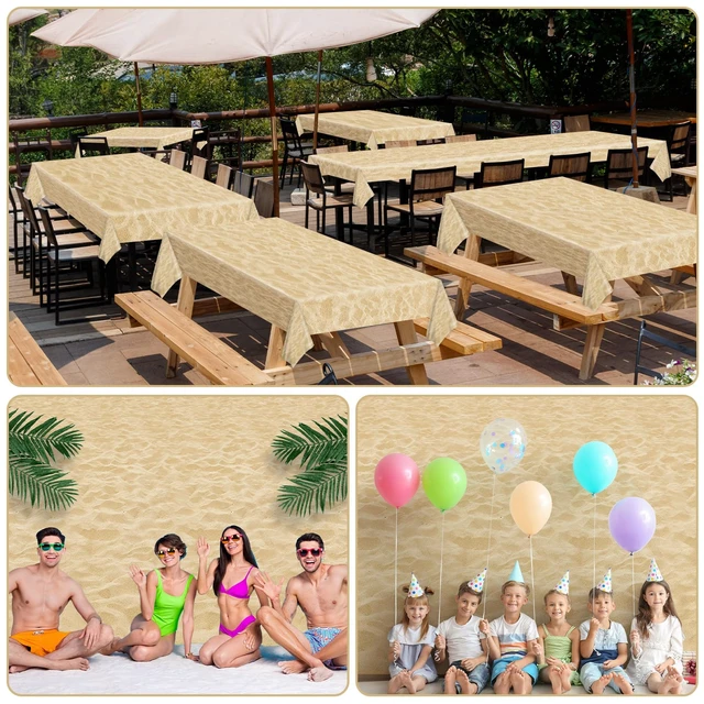 Alt view image 7 of 7 - Beach Sand Tablecloth Roll 100FT x 51 Inch Disposable Summer & Tropical-Themed Events Plastic Wall Backdrop for Travel, Photo Booth Props, Birthday Decor