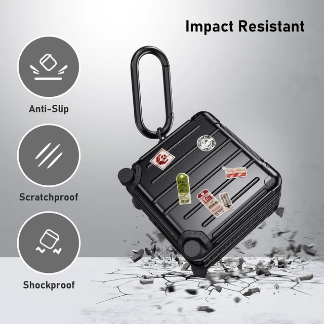 Alt view image 3 of 7 - Compatible with Samsung Galaxy Buds 4 Pro Case & Galaxy Buds 4 Case & Galaxy Buds 4 Case Cover, Cute Funny Fashion Suitcase Design Protective Hard Case with Cleaner Kit & Keychain