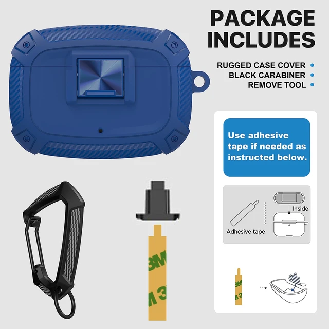 Alt view image 6 of 7 - for Beats Studio Buds Case Cover, Studio Buds Plus Case 2023 with Lock Studios Bud +Drop Resistant Earbuds Cases with Keychain for Beats Studios Bud 2021/ Buds+ 2023, Blue
