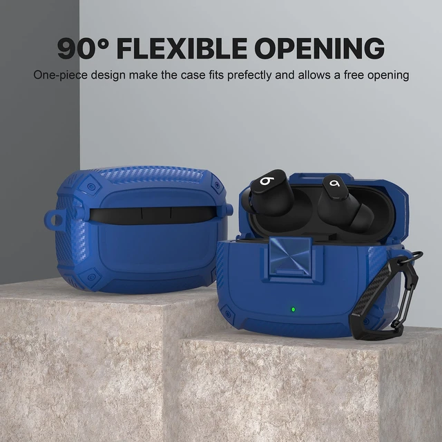 Alt view image 5 of 7 - for Beats Studio Buds Case Cover, Studio Buds Plus Case 2023 with Lock Studios Bud +Drop Resistant Earbuds Cases with Keychain for Beats Studios Bud 2021/ Buds+ 2023, Blue