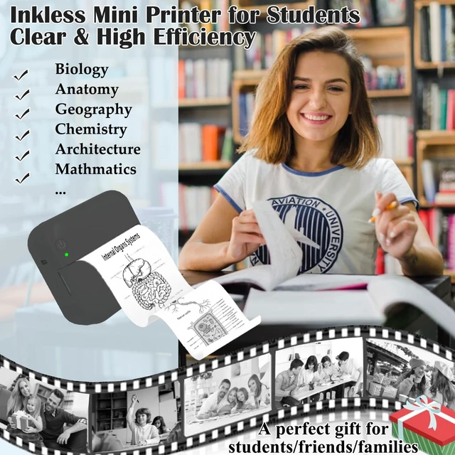 Alt view image 7 of 7 - Mini Thermal Inkless Sticker Printer with 14 Rolls Paper, Compatible with iPhone/Android Phone/Tablet, Mini Pocket Printer for Photos/Stickers/Labels/Notes, Black