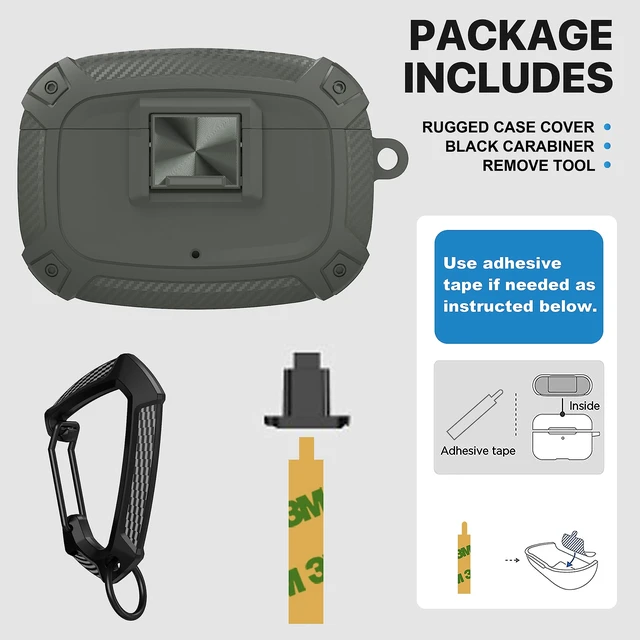 Alt view image 6 of 7 - for Beats Studio Buds Case Cover, Studio Buds Plus Case 2023 with Lock Studios Bud + Shockproof Protective Earbuds Cases with Keychain for Beats Studios Bud 2021/ Buds+ 2023, Gray
