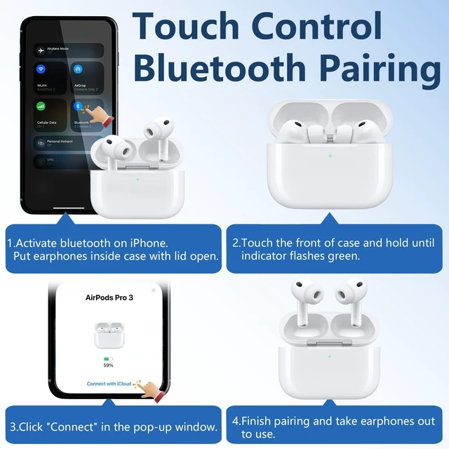 Alt view image 7 of 7 - Wireless Charging Case Replacement Compatible with AirPods Pro 3, Charger Case with Sync Button, USB-C Charging Port
