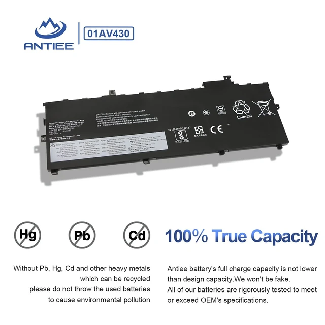 Alt view image 7 of 7 - 01AV430 01AV494 Laptop Battery for Lenovo ThinkPad X1 Carbon 5th Gen 2017, for ThinkPad X1 Carbon 6th Gen 2018 Series 01AV431 SB10K97587 SB10K97588 SB10K97586 01AV429 SB10K97586 57Wh 4920mAh
