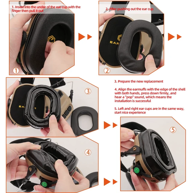 Alt view image 6 of 7 - Gel earpads replacemnt Compatible with Earmo OPSMEN Electronic Shooting Earmuffs M31 M32 Tactical headsets
