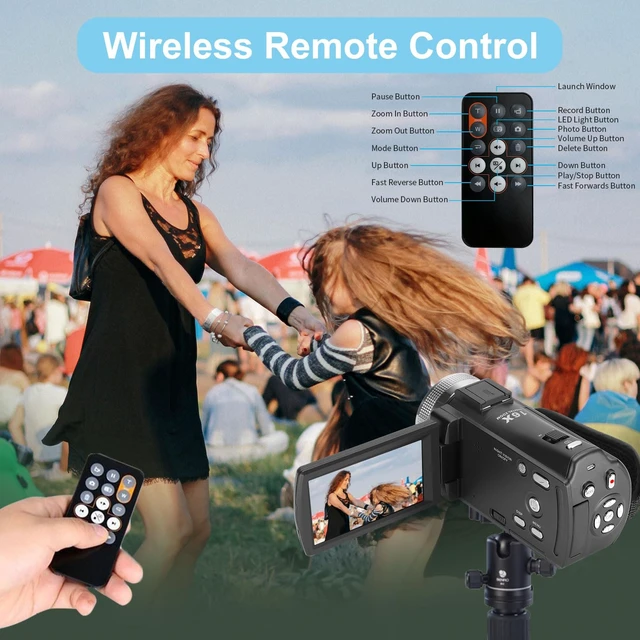 Alt view image 6 of 7 - HDV-V12 Video Camera Full HD Camcorder Digital Recorder 1080P 30FPS 30MP 3.0 Inch Rotation LCD 16X Digital Zoom Infrared Night Vision - Black (V12+16GB Card)