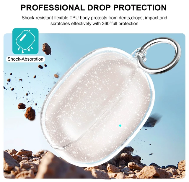 Alt view image 4 of 7 - for SHOKZ Open Dots One & Open Dots 2 Case Clear Glitter,Sparkle Bling for SHOKZ Open Dots One&2 Case Cover,Shockproof Soft TPU Skin for SHOKZ Earbuds with Carabiner&Cleaning Pen-Clear