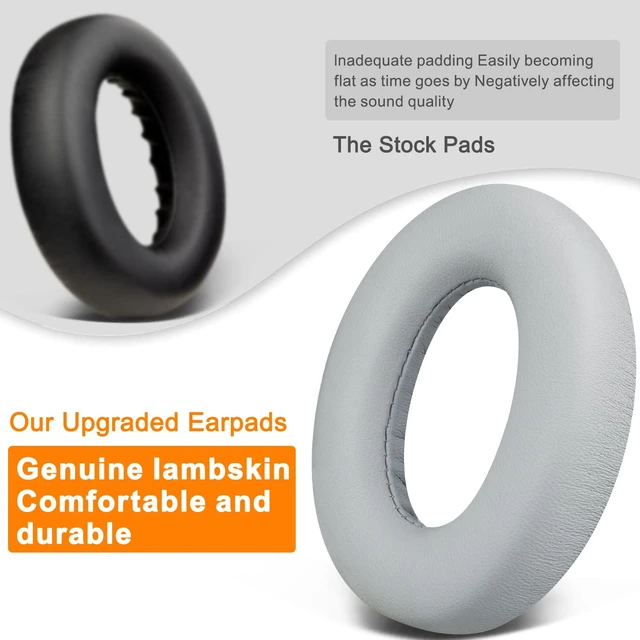 Alt view image 4 of 5 - Lambskin Replacement Earpads for Bose 700 (NC700) Wireless Headphones, Ear Pads Cushions with Softer Leather, High-Density Noise Cancelling Foam, Added Thickness - Grey