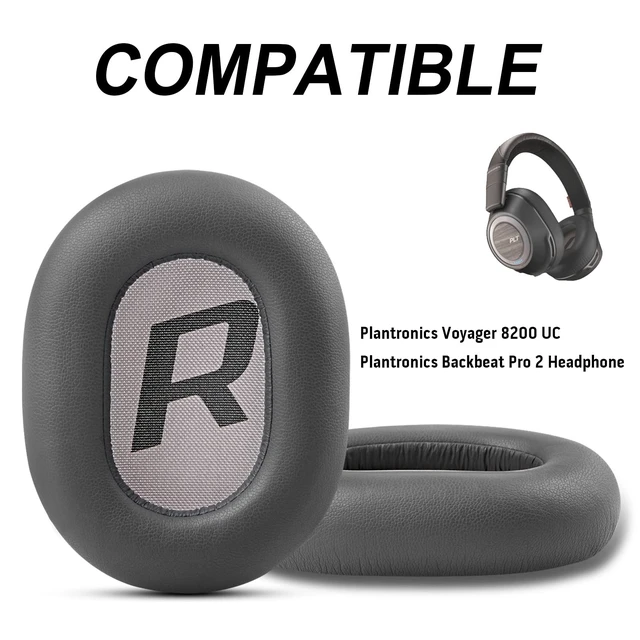 Alt view image 2 of 6 - Replacement Ear Pads for Plantronics Voyager 8200 UC, Earpads Cushions Compatible with Plantronics BackBeat Pro 2 Wireless Headphones, Premium Protein Leather Softer Memory Foam Noise Canceling(Grey)
