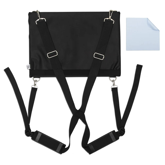 Alt view image 2 of 7 - Laptop Harness - Walking Desk-Hands Free Portable Wearable Desk with Adjustable Straps for up to 16" Laptop, MacBook, Notebook- Complete with Microfiber Cloth