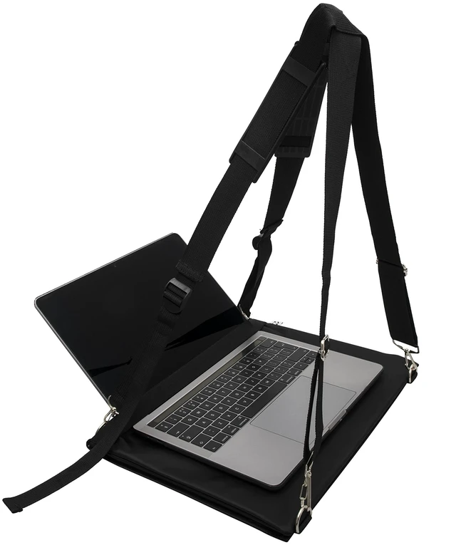 Main image of Laptop Harness - Walking Desk-Hands Free Portable Wearable Desk with Adjustable Straps for up to 16" Laptop, MacBook, Notebook- Complete with Microfiber Cloth