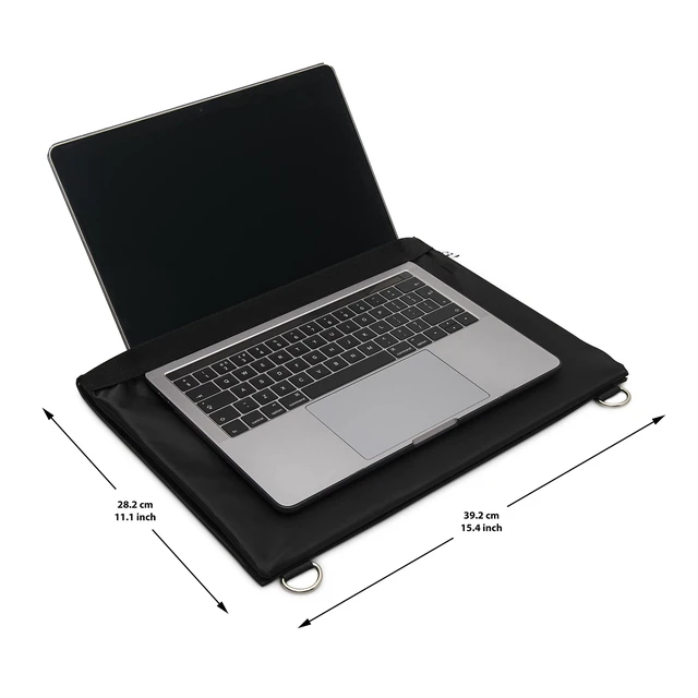 Alt view image 3 of 7 - Laptop Harness - Walking Desk-Hands Free Portable Wearable Desk with Adjustable Straps for up to 16" Laptop, MacBook, Notebook- Complete with Microfiber Cloth