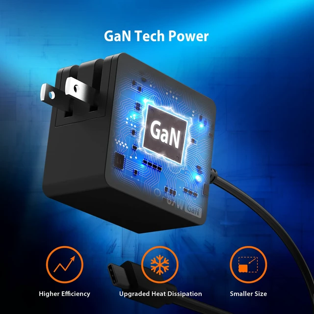Alt view image 3 of 7 - 65W GaN PD USB-C Foldable Mini Charger with HP DC Converter Suitable for MacBook Pro/Air M2/M1, Dell XPS, HP, iPad Pro, Steam Deck, Laptops, Galaxy S22/S21/S20 (JUP1565)