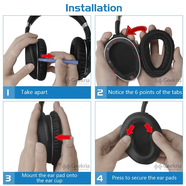 Alt view image 5 of 7 - Replacement Ear Pads for Sennheiser PXC480, PXC550, PXC550-II, MB660 UC, MB 660 MC Headphones Ear Cushions, Repair Parts with Video Guide (Black)