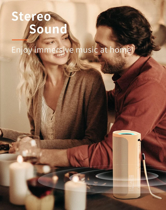 Alt view image 3 of 7 - Portable Bluetooth Speaker, Waterproof Wireless Shower Outdoor Speakers, IPX7 Floating, 5000mAh, TF Card, Good Bass, Loud Sound for Beach, Pool, Kayak Accessories, Gifts for Men-Apricot