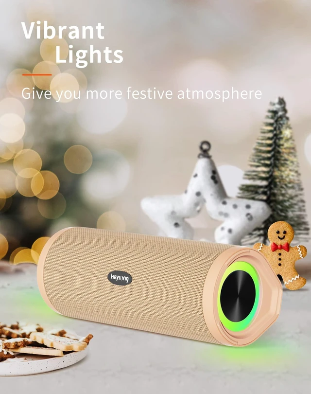 Alt view image 7 of 7 - Portable Bluetooth Speaker, Waterproof Wireless Shower Outdoor Speakers, IPX7 Floating, 5000mAh, TF Card, Good Bass, Loud Sound for Beach, Pool, Kayak Accessories, Gifts for Men-Apricot