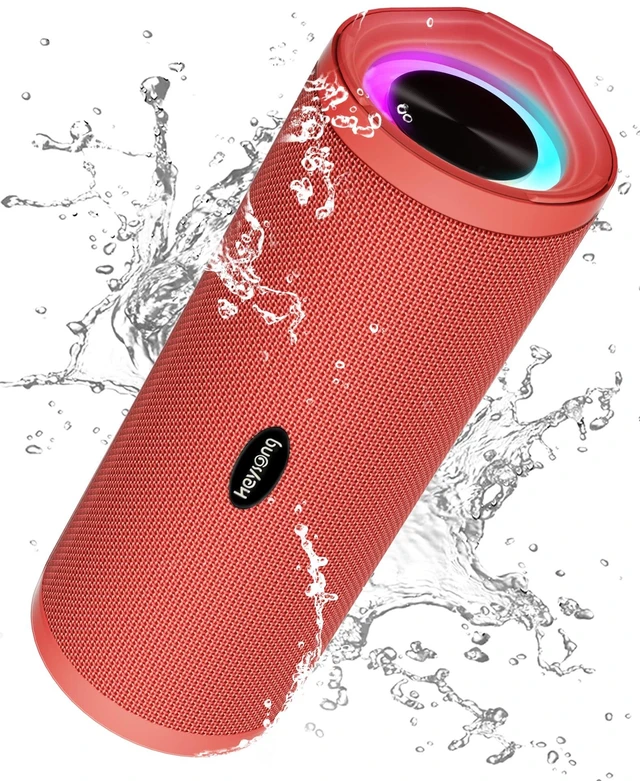 Main image of Portable Bluetooth Speaker, Waterproof Wireless Shower Speakers with Good Bass, IPX7 Floating, 5000mAh, TF Card, Loud Sound for Beach, Pool, Kayak Accessories, Gifts for Women-Papaver red