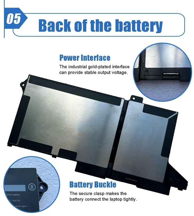 Alt view image 6 of 6 - 42wh WY9DX Laptop Battery Replace for Dell Precision 15 3560 Latitude 5420 5520 Series RJ40G 0WK3F1 0M3KCN 005R42 01K2CF 075X16 11.4V 3500mAh