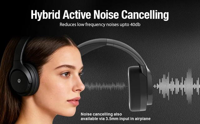 Alt view image 2 of 7 - Hybrid Noise Cancelling -40db, 75H Playtime, Auracast Music Sharing for Group Listening, Clear Call, USB-c &3.5mm Audio, Low-Latency, Bluetooth Overhead Headphone for TV Work Airplane (Black)