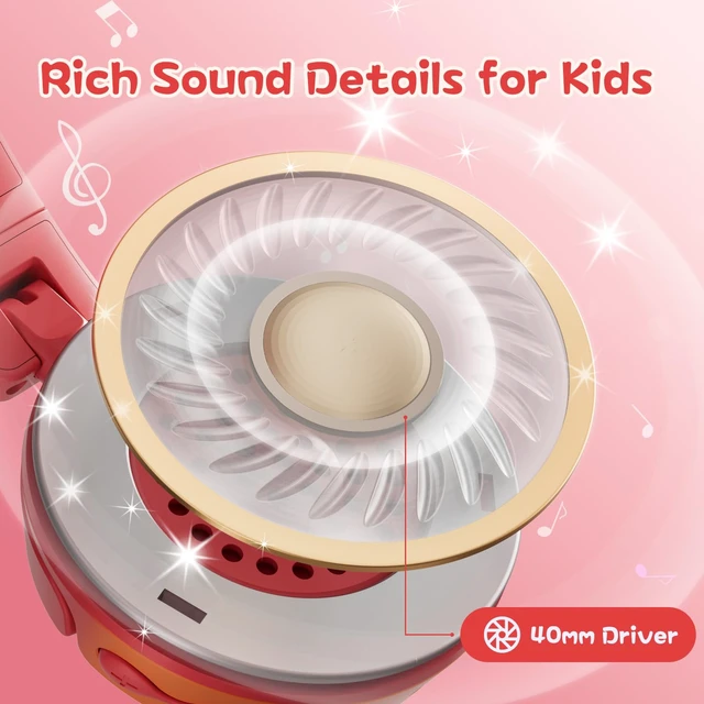 Alt view image 5 of 7 - S62 Kids Bluetooth Headphones On Ear, Wireless Headset with Mic & 85/94dB Volume Limiter, Foldable Stereo Headphones for Boys Girls, Safe Learning & Entertainment Headphones for School/Travel