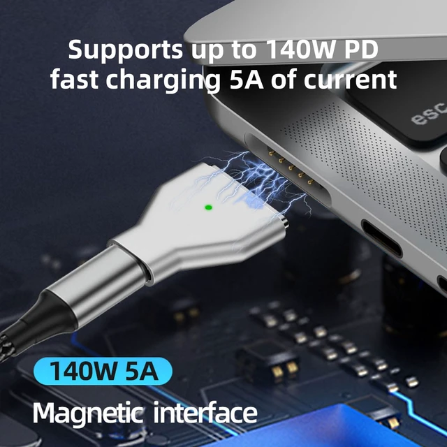 Alt view image 3 of 7 - USB C to Magnetic 3 140W Charging Adapter Safe 3 Compatible with MacBook Pro 2023 (M2, 14/16 inch), MacBook Air 2022 (M2), MacBook Pro 2021 (M1, 14/16 inch) with 240W USB C Cable