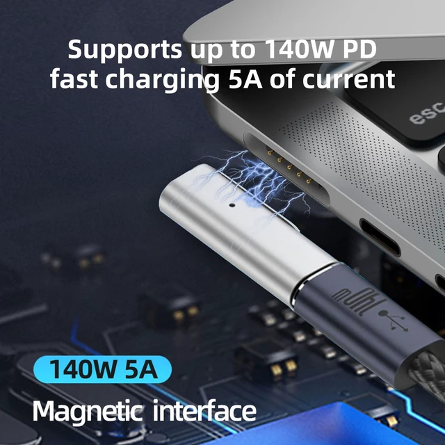 Alt view image 3 of 7 - USB C to Magnetic 3 140W Charging Adapter Safe 3 Compatible with MacBook Pro 2023 (M2, 14/16 inch), MacBook Air 2022 (M2), MacBook Pro 2021 (M1, 14/16 inch) with 240W USB C Cable