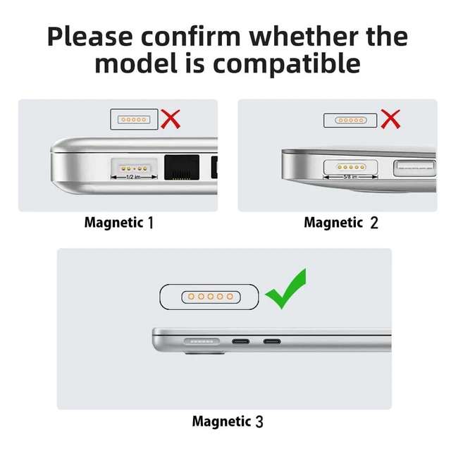 Alt view image 7 of 7 - USB C to Magnetic 3 140W Charging Adapter Safe 3 Compatible with MacBook Pro 2023 (M2, 14/16 inch), MacBook Air 2022 (M2), MacBook Pro 2021 (M1, 14/16 inch) with 240W USB C Cable