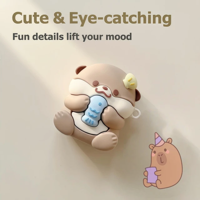 Alt view image 6 of 7 - for AirPods 5 and Airpods 4 Case, 3D Kawaii Otter Design Earbuds Cover Cute Animal Case Compatible with Airpods 5/4(2026/2024), Silicone Shockproof Earphone Protector, Earbuds Accessory Girl Women