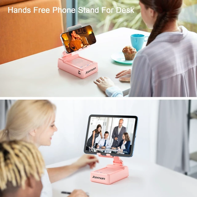 Alt view image 6 of 7 - Gifts for Men Women,Cell Phone Stand with Bluetooth Speaker,Cool Tech Gadgets,Unique Birthday Gifts for Men Husband Mom Dad-Pink