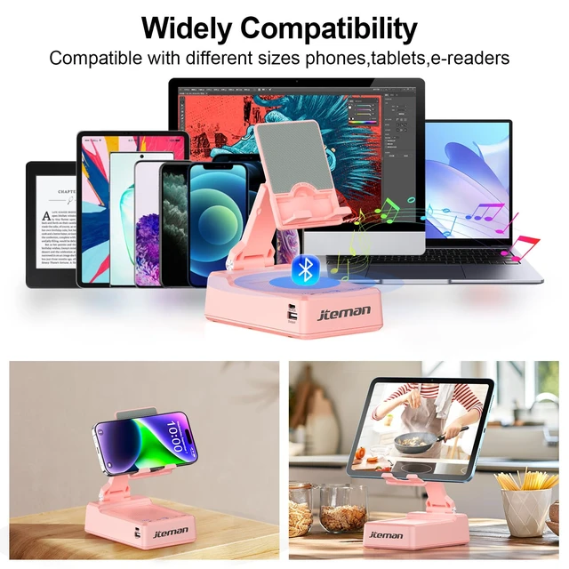 Alt view image 7 of 7 - Gifts for Men Women,Cell Phone Stand with Bluetooth Speaker,Cool Tech Gadgets,Unique Birthday Gifts for Men Husband Mom Dad-Pink