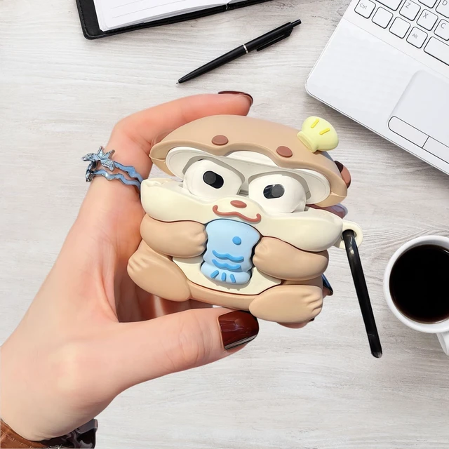 Alt view image 2 of 7 - for Airpods Pro/Pro2 Case, 3D Kawaii Otter Design Earbuds Cover Cute Animal Case Compatible with Airpods Pro 2nd/1st Generation, Silicone Shockproof Earphone Protector, Earbuds Accessories